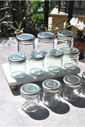6 Adet 40 ml Silver Cam Mini Kavanoz Gümüş Kapak Numune Mama Hediyelik Hobi Düğün Nişan