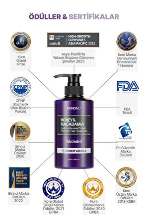 Protein Destekli Besleyici Saç Kremi Kundal Honey&Macadamia Protein Treatment 500ml (Amber Vanilla)