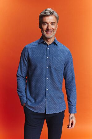 DeFacto Regular Fit Dokulu Cep Detaylı Uzun Kollu Gömlek B1872AX23AUNV261