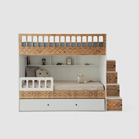 Trio Yavrulu Ranza Çam&Beyaz Çelik Destekli %100 MDF