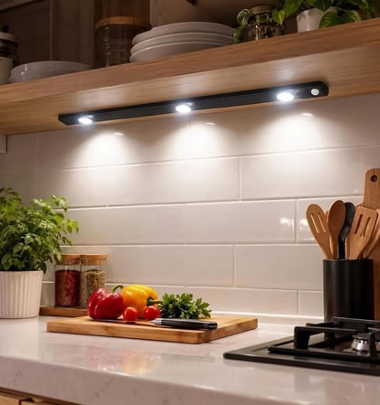 Dolap Raf İçi Mutfak Tezgah 3 Renkli Aydınlatma Hareket Sensörlü 40 Cm Led Şarjlı