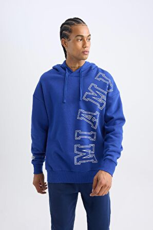 DeFactoFit NBA Miami Heat Oversize Geniş Kalıp Kapüşonlu Kalın Sweatshirt D0677AX24AUBE181