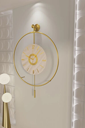 Led’li Gold Kadran Kristal - Büyük Boy (50X75CM) -(3 ADET PİL ILE GELİR) Metal (MOBİLYA) Duvar Saati