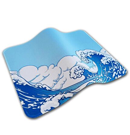 40x30cm Mouse Pad Kaymaz Kauçuk Taban Dikişli Gaming Oyuncu Mousepad Mavi Dalgalar