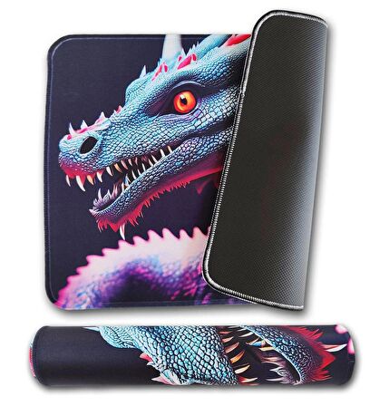 40x30cm Mouse Pad Kaymaz Kauçuk Taban Dikişli Gaming Oyuncu Mousepad Ejderha