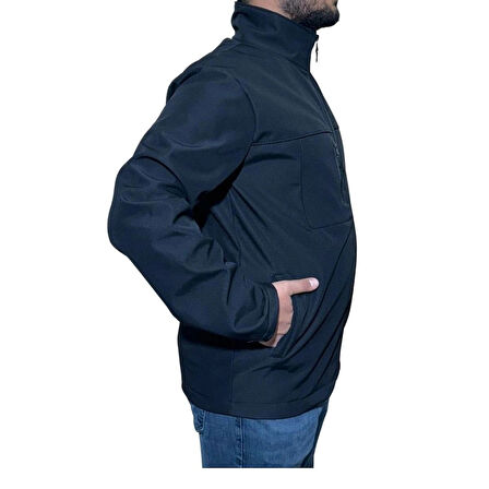 Erkek Softshell Kışlık Outdoor Fermuar cepli İçi şardonlu Rüzgar ve Su geçirmez Mont