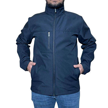 Erkek Softshell Kışlık Outdoor Fermuar cepli İçi şardonlu Rüzgar ve Su geçirmez Mont