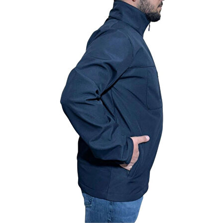 Erkek Softshell Kışlık Outdoor Fermuar cepli İçi şardonlu Rüzgar ve Su geçirmez Mont