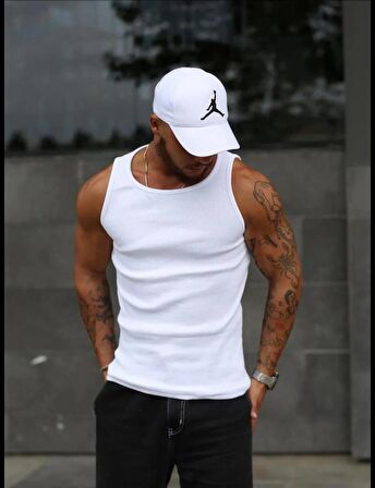 Unisex Likralı Fitilli Slim Fit Atlet