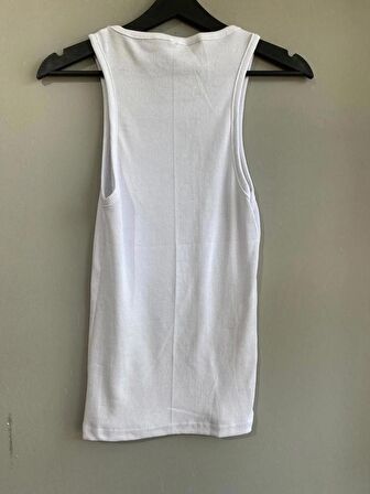 Unisex Likralı Fitilli Slim Fit Atlet