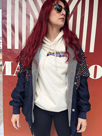 Vintage Oversize Retro Etnik Desenli Kürklü Ceket Blüd4