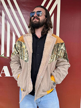Vintage Oversize Retro Etnik Desenli Kürklü Ceket Spv4