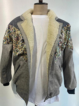 Vintage Oversize Retro Etnik Desenli Kürklü Ceket Ardg4