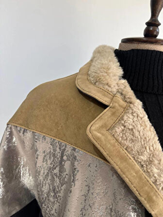 Vıntage Oversize Retro Etnik Desenli Kürklü Ceket Yypga4