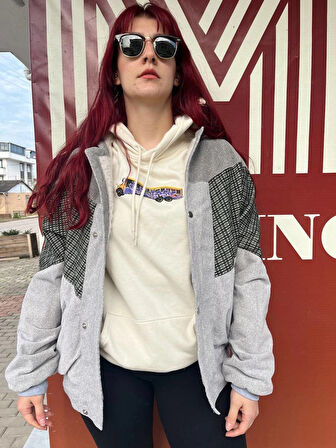 Vintage Oversize Retro Etnik Desenli Kürklü Ceket Gedk4