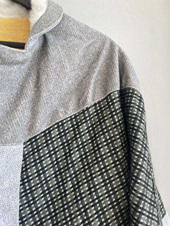 Vintage Oversize Retro Etnik Desenli Kürklü Ceket Gedk4