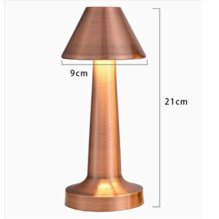 CELİK AVM® Çatı Model Bronz Renk Şarjlı Dokunmatik 3 Renkli LED Masa Lambası