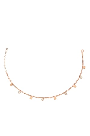 Zirkon Taşlı Kare Pullu 925 Ayar Gümüş Rose Halhal - H006701
