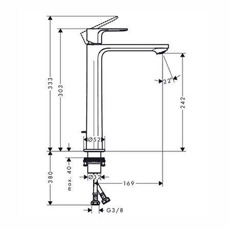 Hansgrohe Rebris E Lavabo Bataryası ComfortZone 240