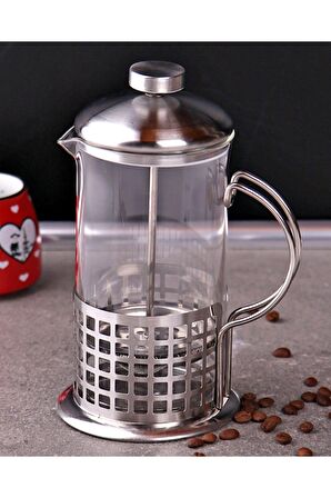 MİRAÇ Cam Metal Saplı French Press 600 Ml