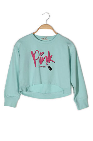 Kız Çocuk Baskılı Crop Sweatshirt