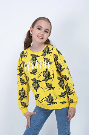 Trendless Kız Çocuk Yaprak Desenli Sweatshirt