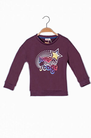 Trendless Kız Çocuk Renkli Yazı Yıldız Desenli Sweatshirt