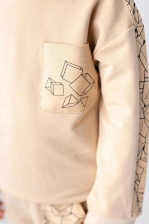 Erkek Çocuk Cepli Sweatshirt - Trendless Geometrik Desenli Sweatshirt