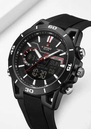 NAVİFORCE NF-7135 DİJİTAL ANALOG ALARMLI AYDINLATMALI SPOR ERKEK KOL SAATİ