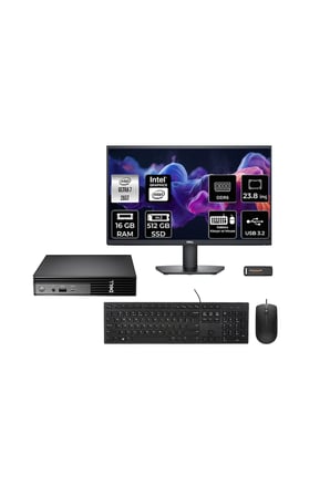 Pro Micro QCM1250 Core Ultra 7 265T 16GB RAM 512GB SSD 23.8" FHD FreeDOS QCM1250BTO107P413 Mini PC + Per4 USB