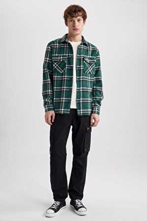 DeFacto Regular Fit Cepli Kareli Oduncu Uzun Kollu Gömlek B4479AX23AUGN919
