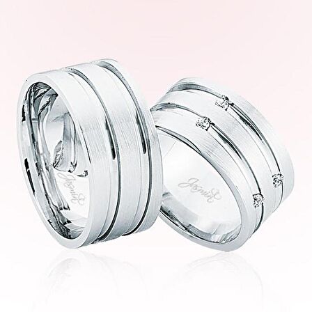 Beyaz Taşlı Altın Alyans 4105