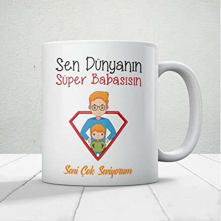 Sen Dünyanın Süper Babasısın Babalar Günü Baskılı Kupa Bardak Baskılı Kahve Kupa Bardak
