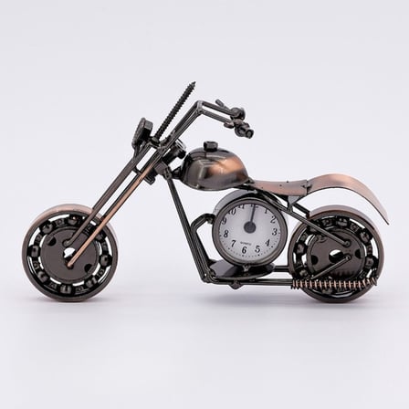 Kişiye Özel Metal Motosiklet Tasarımlı Analog Masa Saati - Dekoratif Motorcu Masa Süsü