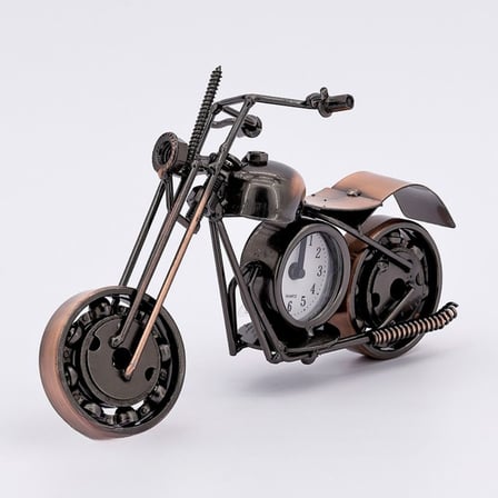 Kişiye Özel Metal Motosiklet Tasarımlı Analog Masa Saati - Dekoratif Motorcu Masa Süsü