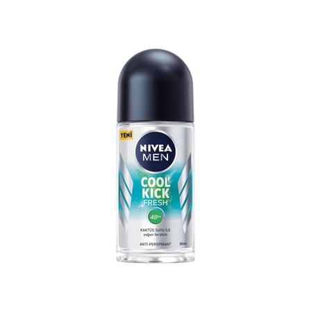 NIVEA Men Erkek Roll-on Deodorant Cool Kick Fresh Ter ve Ter Kokusuna Karşı 48 Saat Anti-perspirant Koruma 50ml - 3 Adet