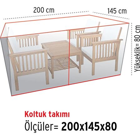 Bahçe Oturma Grubu Koruma Örtüsü - Ariel:200x145x80cm