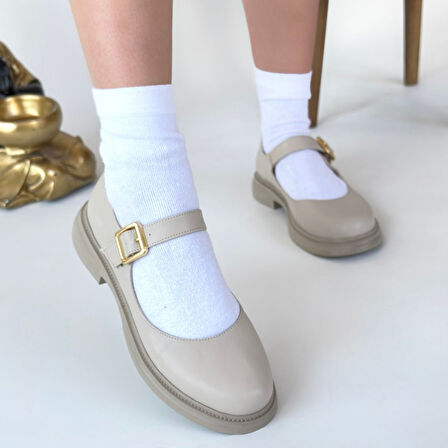 Yokox Bej Cilt Oxford Ayakkabı