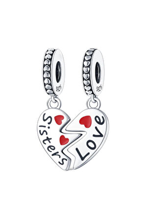 Kız Kardeş Sevgisi İkili Charm | 925 Ayar Gümüş