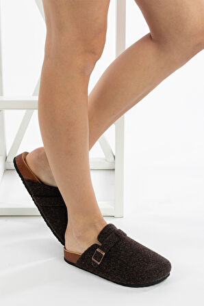 Kadın Mantar Taban Keçeli Konfor Modeli Kışlık Önü Kapalı Keçe Modeli Sabo Günlük Rahat Ev Terliği