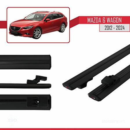 Mazda 6 Wagon 2012-2024 Arası ile Uyumlu BASIC Model Ara Atkı Tavan Barı Siyah 2 Adet