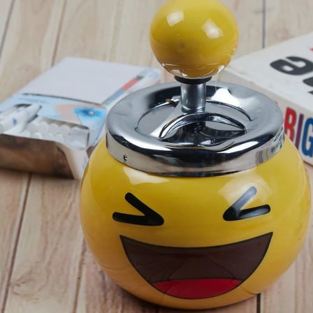  Emoji Tasarımlı Basmalı Dönerli Küllük