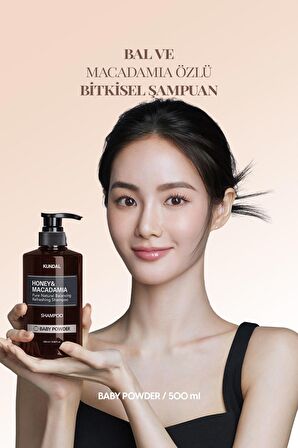 Kırılma Karşıtı, Besleyici Şampuan Kundal Honey & Macadamia Nature Shampoo 500ml (Baby Powder)