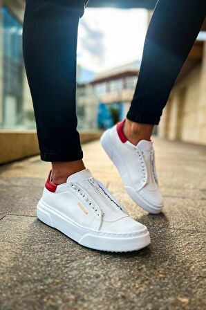 CH092 MBT Zip Style Erkek Ayakkabı BEYAZ/KIRMIZI