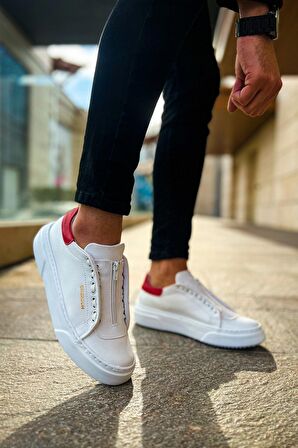 CH092 MBT Zip Style Erkek Ayakkabı BEYAZ/KIRMIZI