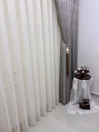 NİVEMESHOME SİMLA  GOLD IŞILTILI  1/3 SIK PİLELİ TÜL PERDE APM