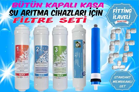 Inline Kapalı Kasa Tüm Su Arıtma Cihazları için 5'li Filtre Seti