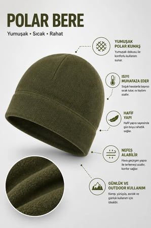 Polar Bere Unisex Kışlık Sıcak Tutan Yumuşak Polar Kumaş Outdoor Kamp Trekking Günlük Kullanım Bere