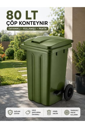 85 LT Tekerlekli Pedallı Çöp Konteyneri