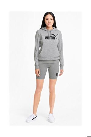Puma ESS Logo Hoodie Gri Kadın Sweatshirt 